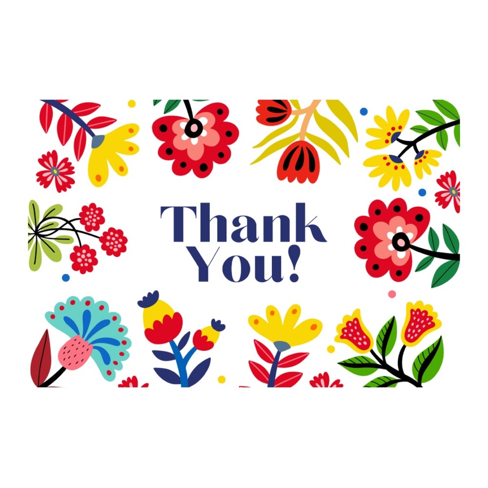 5/$25 Set of 10 Hand Crafted Colorful Floral Thank You Cards